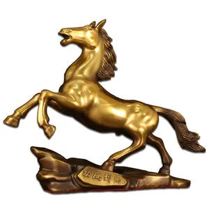 Fábrica personalizar bronze artesanato Feng Shui fortuna escultura nova casa estátua metal artesanato cavalo ornamentos