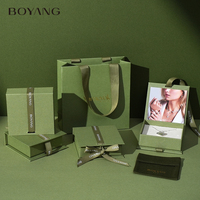 Boîte à bijoux en papier de style livre, écologique, avec logo personnalisé Boyang, emballage cadeau avec ruban