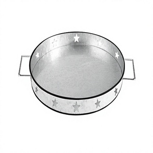 Bestest Quality Galvanized Dessert <b>Tray</b> Classic Design Grey Color <b>Tea</b> Coffee Serving <b>Tray</b> For Home Hotel Usage - Product Image 1