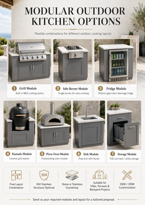 Cuisine barbecue extérieure  et station de grill pour villas Four électrique encastré sur mesure et gril en acier inoxydable - Product Image 6