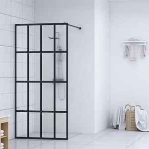 Cabine <span class=keywords><strong>de</strong></span> <span class=keywords><strong>douche</strong></span> Oumeiga moderne sans cadre en verre trempé 32 po x 76 po 36 po x 76 po <span class=keywords><strong>40</strong></span> po x 76 po, entrée libre, finition noire, 8 mm, salle <span class=keywords><strong>de</strong></span> bain - Product Image 5