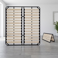 Cadre de lit en métal rembourré avec éclairage LED intelligent, support pliable, taille Queen/King, rangement relevable, technologie moderne pour l'intérieur de la chambre