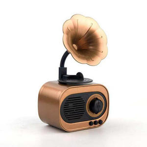 Vintage Gramophone Speaker Retro Horn Decor BT5.0 Wireless Audio TF Card <b>AUX</b> Rechargeable Mini Desktop Stereo - Product Image 1