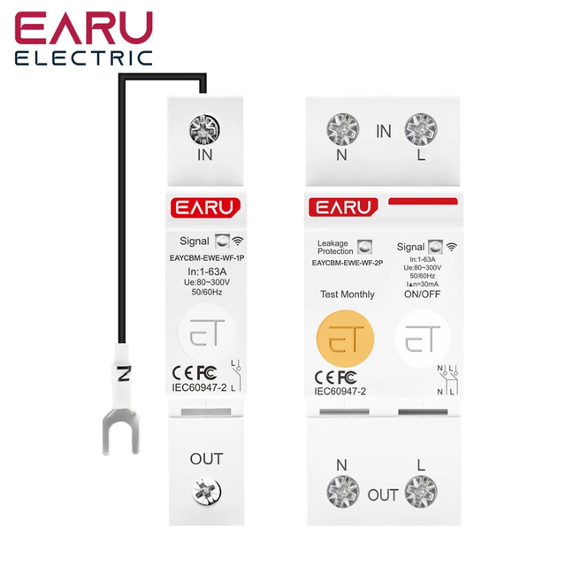 EweLink WiFi Smart MCB 1P 2P 1- 63A Adjustable Switch Energy Metering Timer Relay Voltage Current Protector Remote Contro EAYCBM