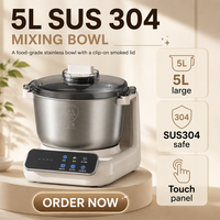 Robot pâtissier électrique multifonctionnel pour cuisine familiale, mini-mélangeur de pâte automatique avec bol en acier inoxydable de 5 L