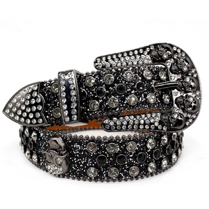 Cinturón <span class=keywords><strong>de</strong></span> diseñador negro Y2K <span class=keywords><strong>con</strong></span> calavera <span class=keywords><strong>de</strong></span> <span class=keywords><strong>diamantes</strong></span> <span class=keywords><strong>de</strong></span> imitación brillantes, cinturones vaqueros occidentales <span class=keywords><strong>con</strong></span> <span class=keywords><strong>diamantes</strong></span> incrustados y hebilla <span class=keywords><strong>de</strong></span> aleación - Product Image 2