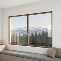 Ventanas Corredizas Horizontales de Madera y Aluminio con Triple Acristalamiento, Diseño Rústico, Pantalla de Acero Inoxidable, Aislamiento Térmico para Villas y Hoteles