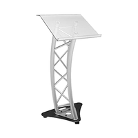 Dragonstage Global Truss GT-Lectern Pro Pupitre en alliage d'aluminium argenté avec garniture en verre Verrouillage rapide Assemblage facile