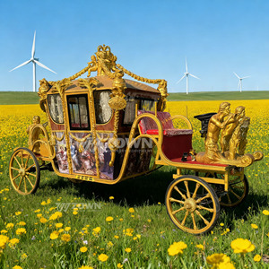 Luxury Sculpture Styles High Quality Customized Wedding Carriage Leisure Royal Horse Carriage 4 Wheels Horse Carriage - Product Image 6
