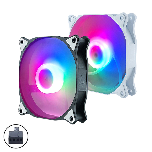QiuAim CPU Cooling Fan 120mm Silent Four Pin PWM Color Light 12v Computer 3-pin 12025 Fan Air-cooled Small 4pin