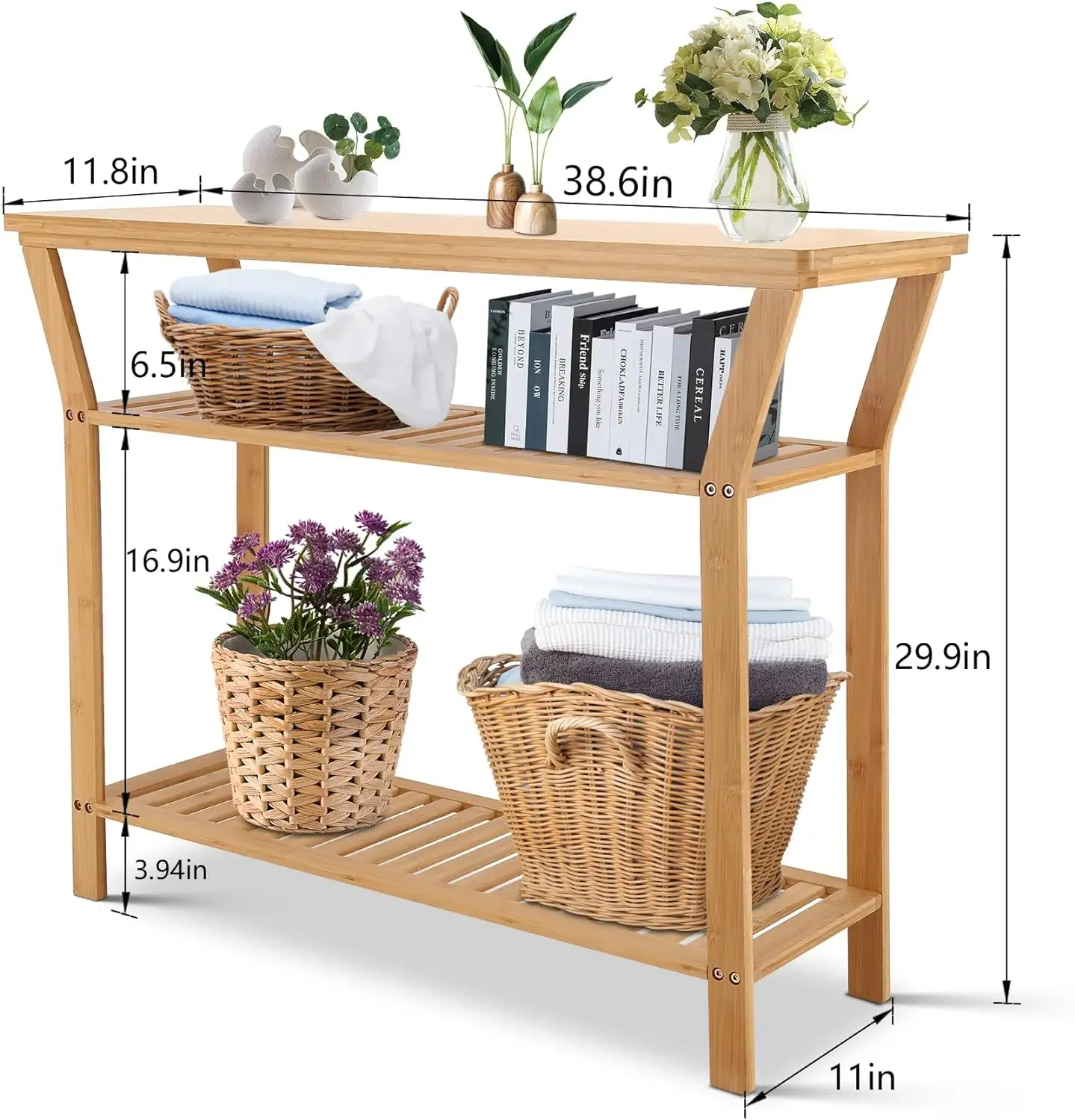 Современный бамбуковый 3-уровневый узкий консольный столик за диваном, диван-стол для прихожей, мебель для дома
