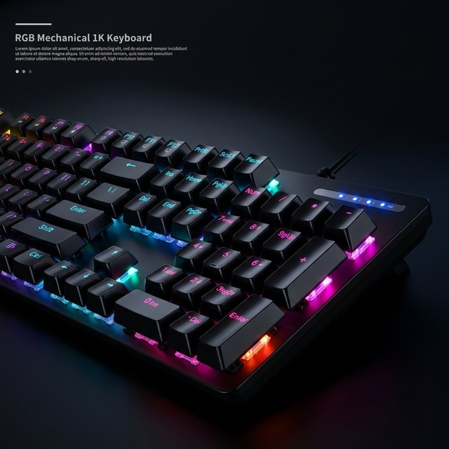 K74 Full Size Gaming Keyboard 104 Keys Mechanical RGB Backlit Wired Dual Mode