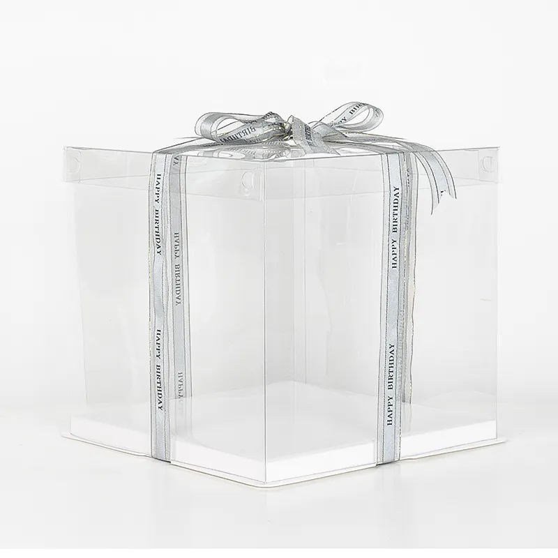Caja cuadrada de plástico para pasteles, embalaje de plástico para Tartas y regalos, venta al por mayor, 6 pulgadas