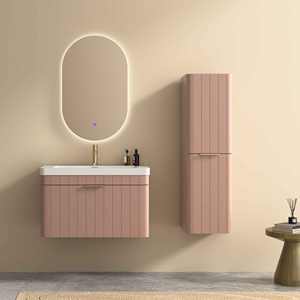 Moderno 24-IN PVC MDF rosa bagno galleggiante vanità con resistente all'acqua LED specchio da bagno per casa Villa Hotel appartamenti progetti - Product Image 3