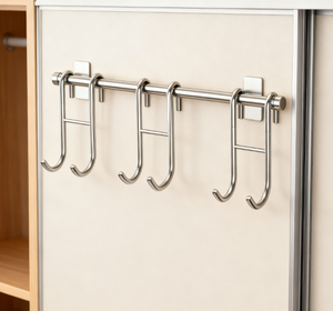 Appendiabiti moderno lato porta-gancio da bagno multifunzionale a parete a forma di D. Fatto di materiale robusto. - Product Image 3