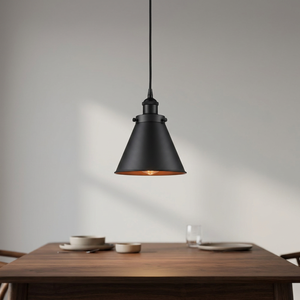 Bell Shape Iron Glass Pendant <b>Light</b> E12 LED Adjustable Height Middle Size <b>Dining</b> Mounted Ceiling Fixture 3500K Black - Product Image 3