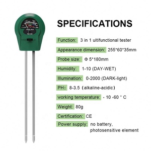 Kit de capteur 3-en-1 pour l'humidité du sol, le pH et l'intensité lumineuse, personnalisable OEM/ODM pour jardin, ferme, pelouse, intérieur et extérieur - Product Image 3
