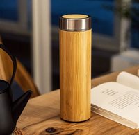 Nouveau style 2026 – Bouteille isotherme en acier inoxydable à double paroi avec infuseur à thé et coque en bambou