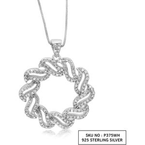 Collier pendentif cercle ondulé en diamant Jewelspaark 0,81 carats, plaqué rhodium, argent sterling 925, classique, pour femme, à porter au quotidien - Product Image 2