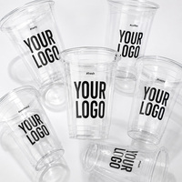 Gobelets réutilisables en PET avec couvercles, personnalisables avec logo, pour boissons froides, smoothies, café et autres boissons