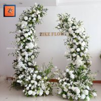 Arche de mariage artisanale ZIKE, arrangement floral artificiel, roses blanches et eucalyptus, hauteur 6-7 pieds, taille personnalisable, toile de fond pour fête