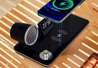 Gadgets techniques multifonctionnels modernes Chargement rapide Chargeur sans fil Haut-parleur Réveil numérique Éclairage Lampe de bureau Métal flexible