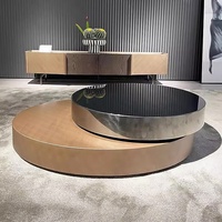 Table basse de style français à rotation circulaire simple et luxueuse Table basse esthétique Ensemble en acier inoxydable