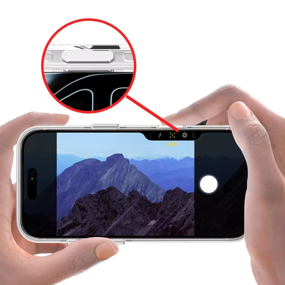 Dynamic Ai Camera Button KZDOO for New iPhone 17 Promax Orange Transparent Phone case Air PC Magnetic Crystal Phone case Ip17
