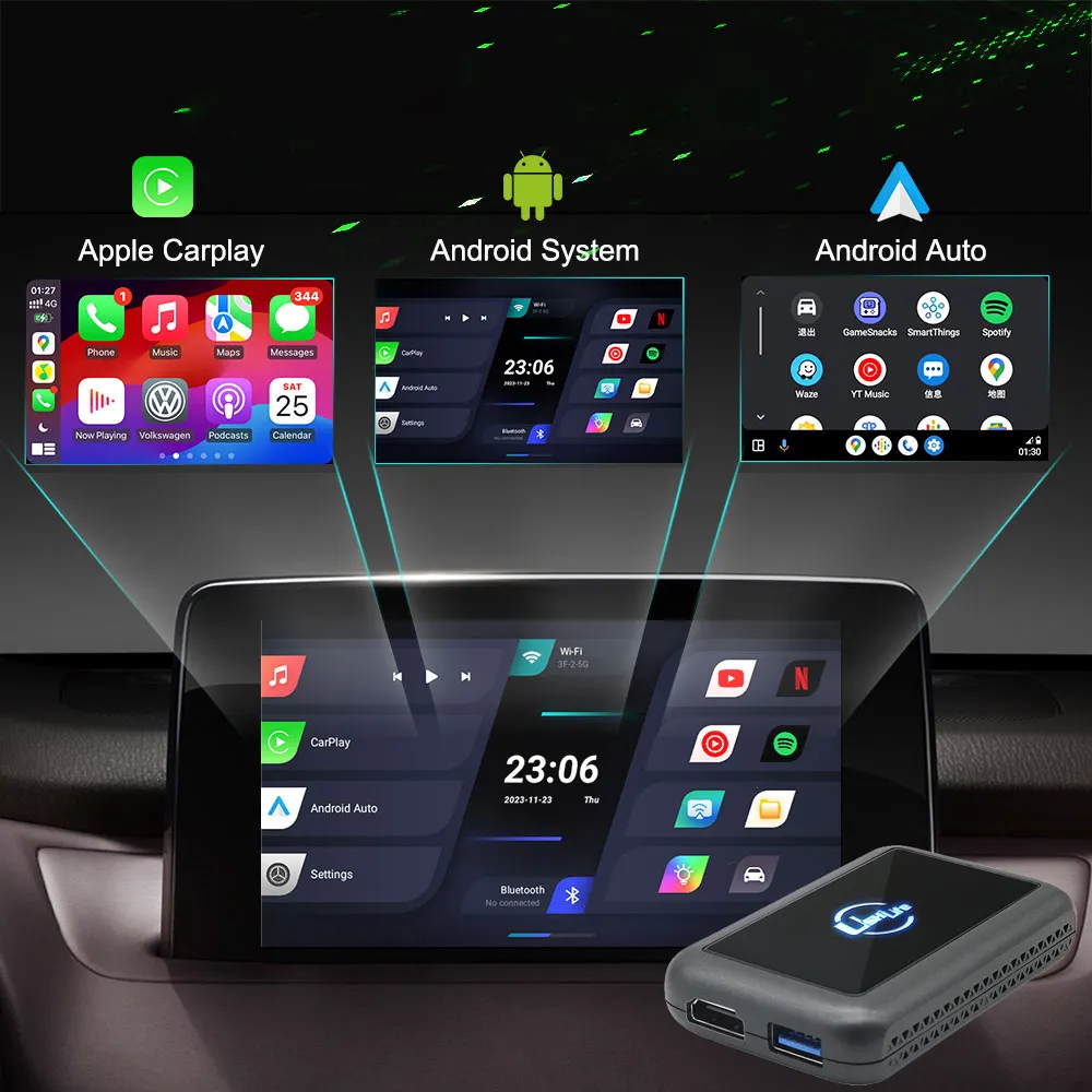 Carplay 스마트 아이 박스 블랙 범용 여행 어댑터 HDMI 출력 자동차 놀이 유선 carplay가있는 모든 차량용 Android USB TV 박스