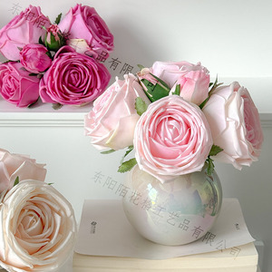 Taylor Rose <b>Artificial</b> <b>Bouquet</b> 6-Headed Silk Flower High Simulation Wedding Home Decoration - Product Image 1