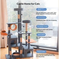 Arbre à chat multi-niveaux bleu personnalisé à prix compétitif, avec poteaux à gratter, en bois durable, mignon, pour chats de grande taille