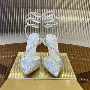 Sandalias Blancas de Mujer con Hebilla, Punta Puntiaguda, Tacón de Aguja, Elegantes y Sensuales, Zapatos de Fiesta para Verano, Talla Grande, Auténticas - Product Image 4