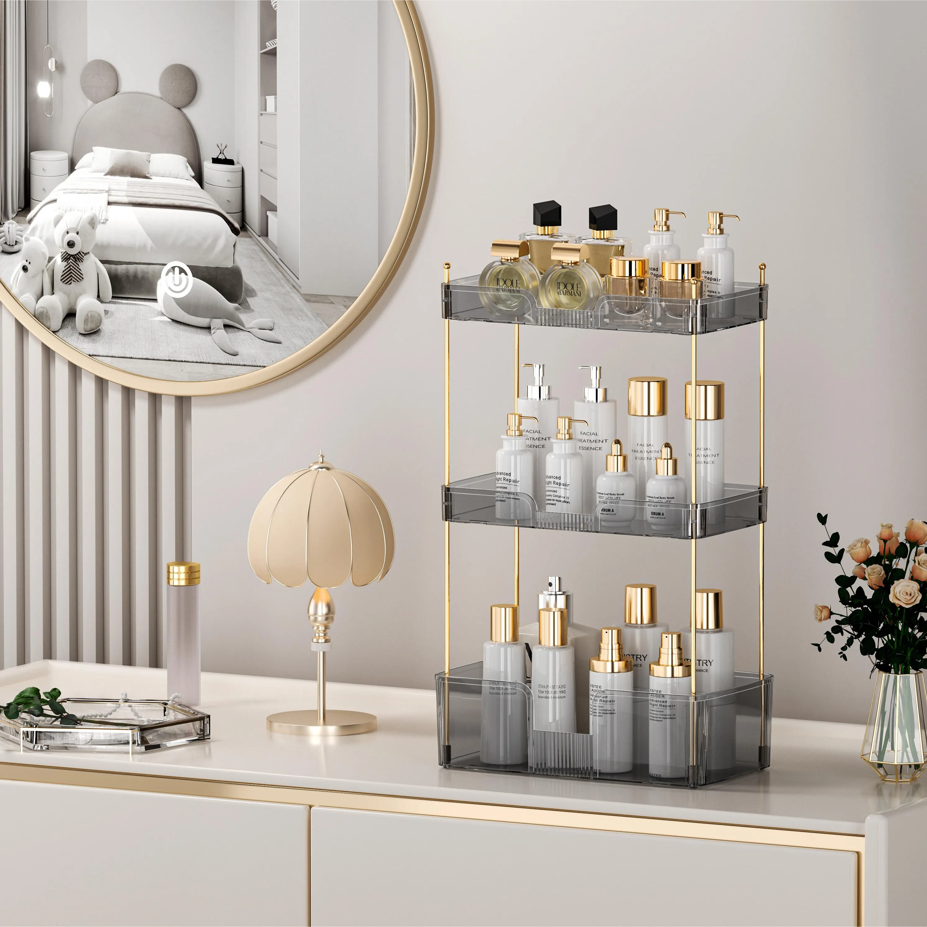 3 Tier Badezimmer Arbeits platte Hautpflege Kosmetik Parfüm Lagerung Organizer Vanity Tray für Parfüm