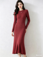 Robes longues en tricot polyvalentes pour femmes, collection automne-hiver, fabrication ODM, chaudes, épaisses, longueur au-dessus du genou, versions longues