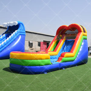 Blow up Water Castle Blue Water Rides Patio trasero Toboganes de agua inflables <span class=keywords><strong>con</strong></span> Splash Pool Kids Summer Slide Jumper Bouncy House - Product Image 1