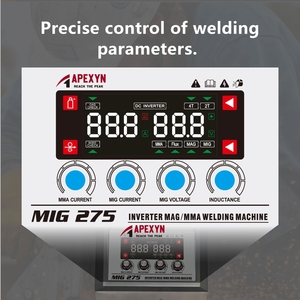 APEXYN MIG275 Light-duty Industrial MIG <strong>Welding</strong> <strong>Machine</strong> 220V 1-Phase 0.8-1.0mm Wire Diameter Gas/Gasless <strong>CO2</strong> Inverter Technology - Product Image 3