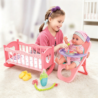 Cadeau pour filles : Ensemble de jeu d'imitation pour l'éveil, comprenant berceau à bascule, chaise haute et poupée réaliste avec 12 sons pour l'éveil du bébé