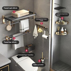 <span class=keywords><strong>Toallero</strong></span> de Pared de Lujo Ligero y Estante de Baño con Espejo Pulido, <span class=keywords><strong>Sin</strong></span> Necesidad de Taladrar, Barra para Toallas de Baño - Product Image 2