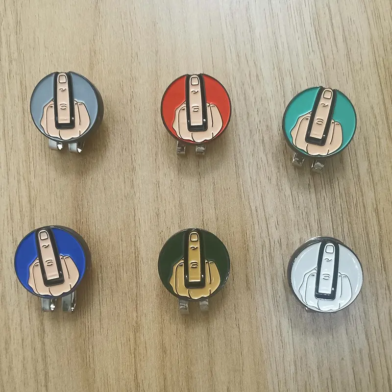 Lustiger Ballmarker Golfmützenstift einfarbig Metall Mittelfinger Ballmarker Golfgeschenke Golfzubehör Mittelfingerliftings