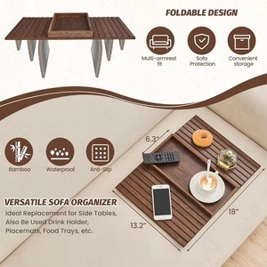<b>Bamboo</b> and wood sofa armrest tray sofa cup storage rack foldable <b>bamboo</b> and wood sofa armrest tray <b>table</b> - Product Image 3