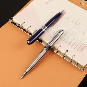 2024 Lista de patrocinadores principales Material de polietileno de alta densidad Acabado de goma Barril Bolígrafo de tinta de aceite pesado bolígrafo azul - Product Image 5