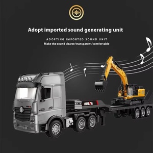 SJY-1522 Camión de Plataforma con Remolque R/C, Excavadora de Aleación, Coche a Escala 1/18, Vehículo de Ingeniería Combinado con Control Remoto, Juguete de Regalo - Product Image 6