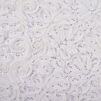 Tissu en maille brodé cordonné à motifs floraux roses, 100 % polyester, avec dentelle scintillante et sequins, idéal pour robes de soirée – Collection Fashion Sparkle Champagne