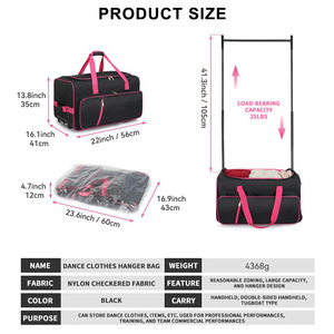 Bolsas de ropa de competición de baile de 23 pulgadas, <span class=keywords><strong>Maleta</strong></span> de viaje, bolsa de baile con perchero - Product Image 3