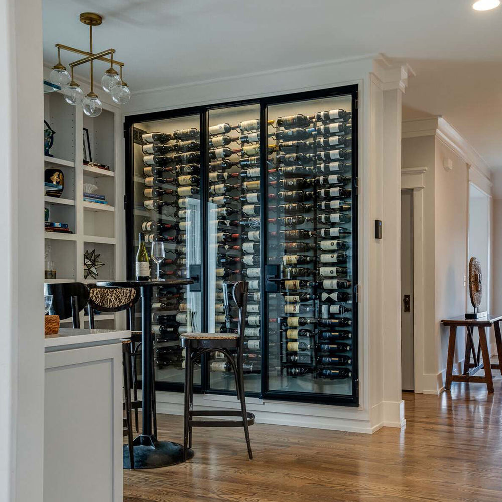 Basement Wine Cellar With Seating Living Room Narrow Wine