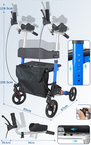 Déambulateurs pour adultes handicapés et personnes âgées, aides à la marche en aluminium à quatre pieds avec 2 <span class=keywords><strong>roues</strong></span>, pour l'entraînement des personnes handicapées - Product Image 3