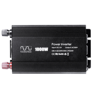 Inversor de Corriente de Onda Sinusoidal Pura de 1000W, 12V DC a 230V AC, Inversor para Batería de Coche con USB QC PD para RV y Automóviles - Product Image 1