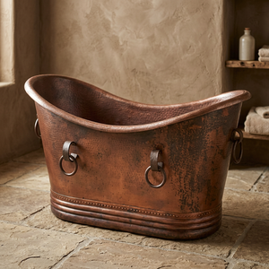 Bañera ovalada de cobre hecha a mano, bañera independiente de metal, bañera clásica para baño. - Product Image 2