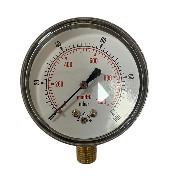 YE65 Capsule Pressure Gauge 0-100mbar (1.45psi/10kPa) - Low Range, Stainless Steel, Bottom  Mount