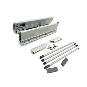 Système de tiroirs de rangement moderne en fer pour cuisine et salle de bain, à extension complète, avec panneau latéral double, réglable pour glissière inférieure - Product Image 3